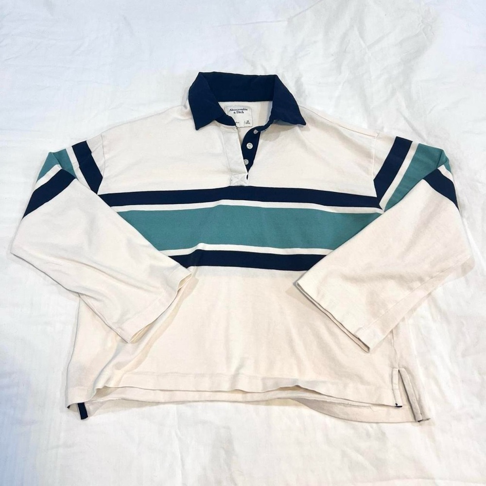 Abercrombie & Fitch Navy, Turquoise, and White Polo